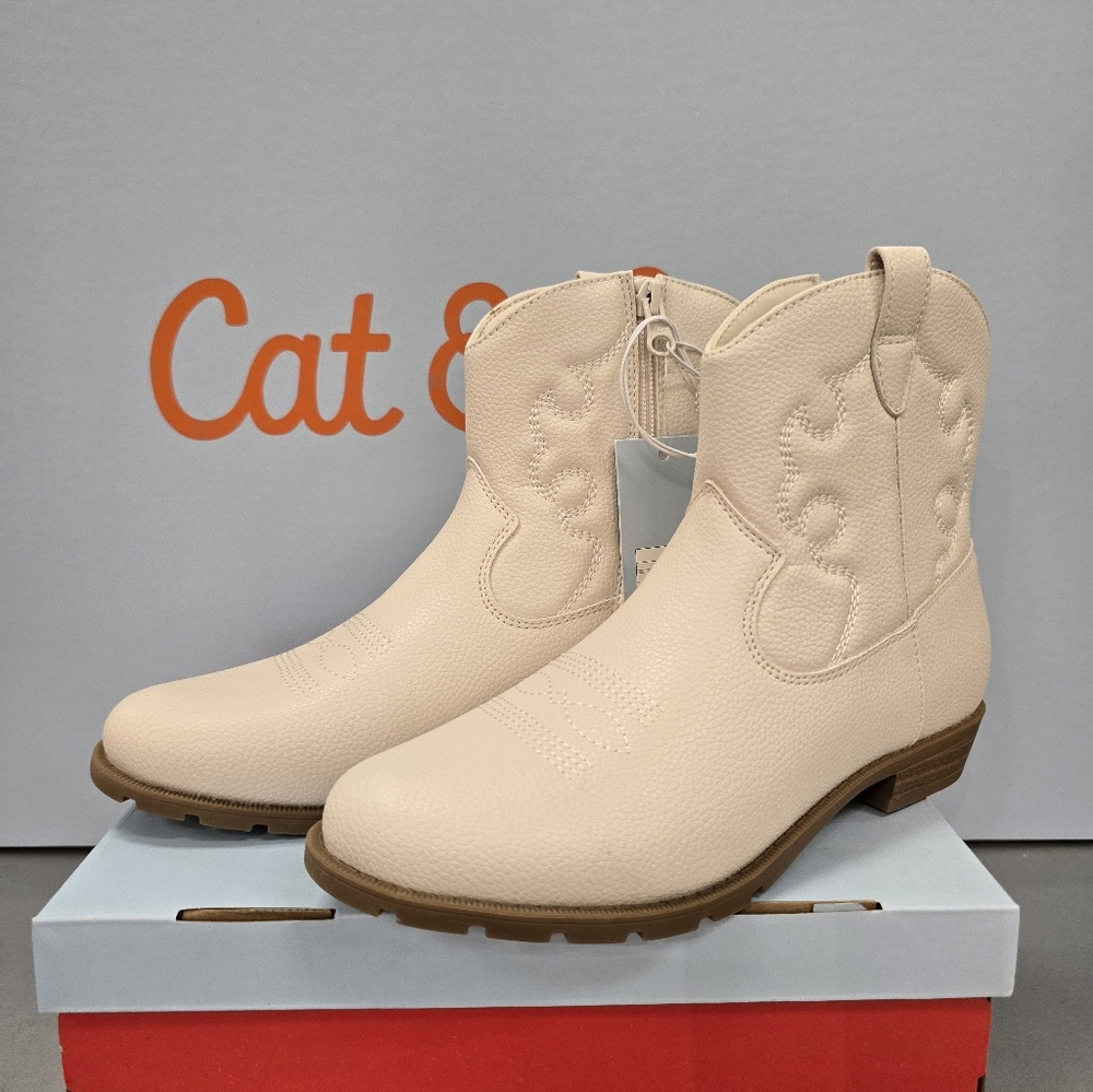 Ankle Boots Western Ivory Girls Size 5 Cat & Jack